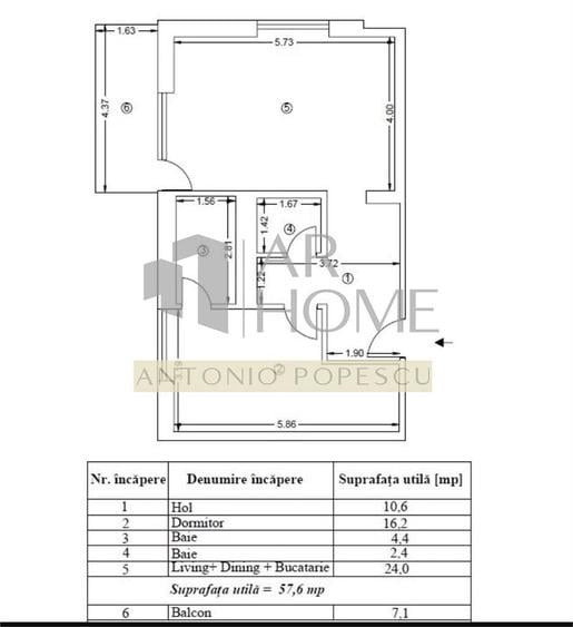 Apartament cu 2 camere decomandat în Democrației