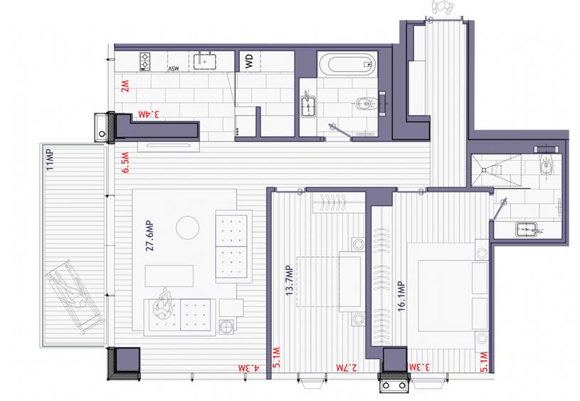 Apartament cu 3 camere decomandat, mobilat în Floreasca