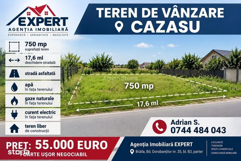 Teren De Vanzare | Cazasu | 750 Mp | Strada Asfaltata