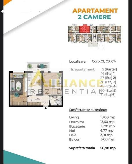 Apartament cu 2 camere decomandat în Central