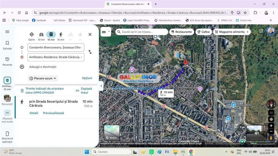 Apartament cu 2 camere semidecomandat, mobilat în Brâncoveanu