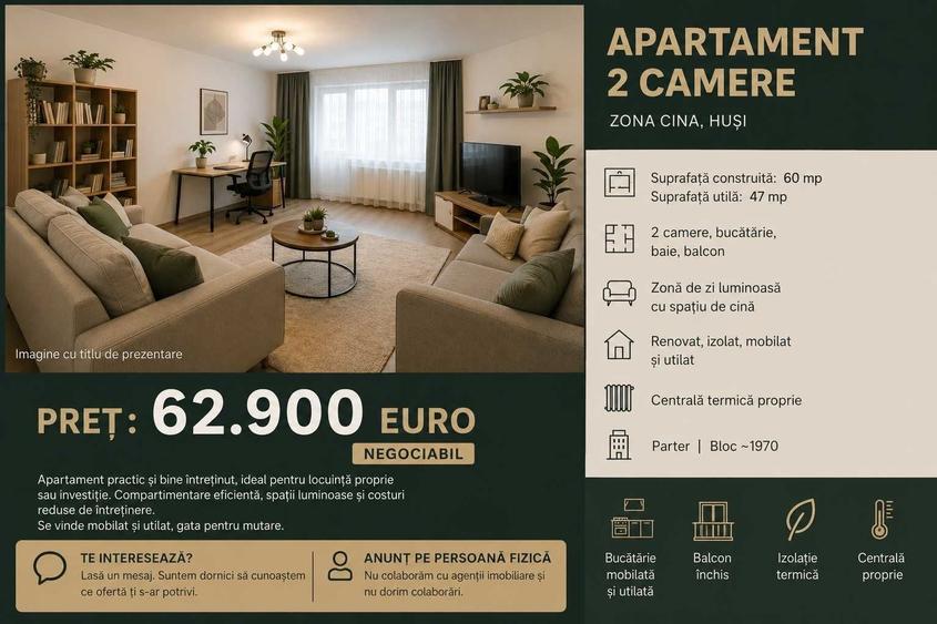 Apartament cu 2 camere decomandat în Central