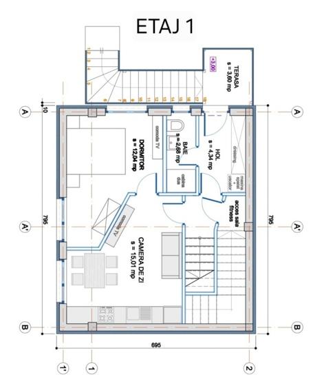 Apartament cu 3 camere decomandat, mobilat în Pietroasa