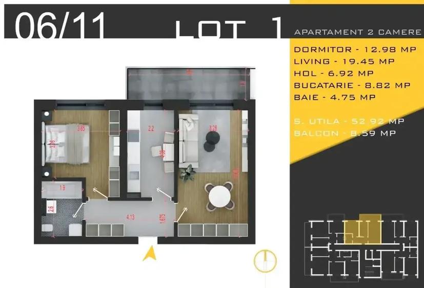Apartament cu 2 camere decomandat în Theodor Pallady — fotografia 3