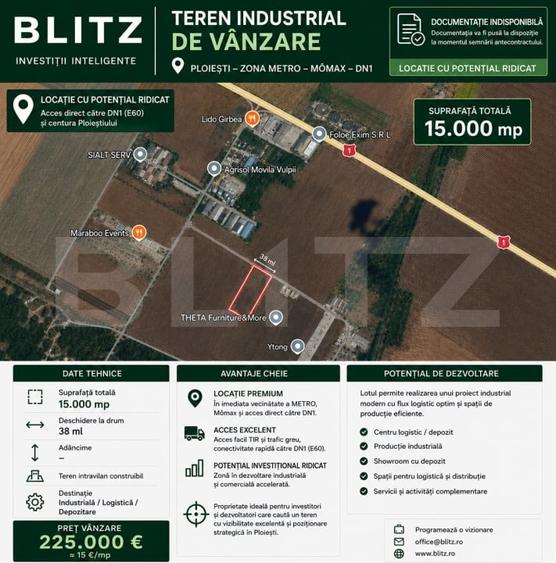 Teren Construcții intravilan de 15000 mp, în Păulești