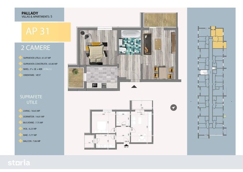 Apartament cu 2 camere decomandat în Sud