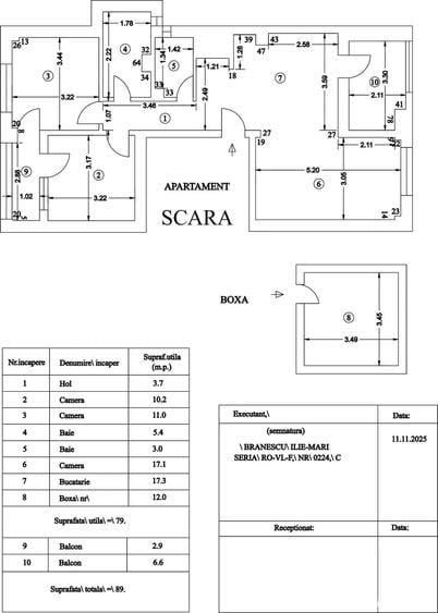 Apartament cu 3 camere decomandat în Central