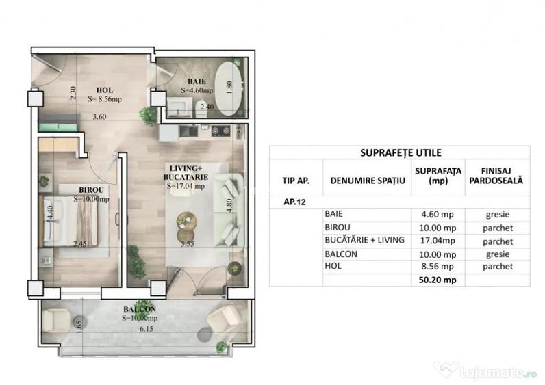 APARTAMENT CU 2 CAMERE, ETAJ 1, 50 MP IASI - 6