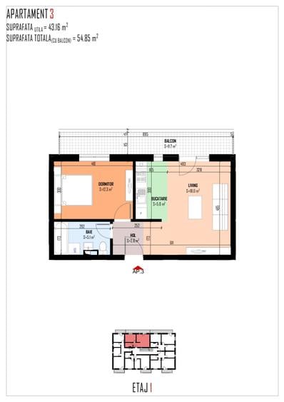 Apartament cu 2 camere în Haliu