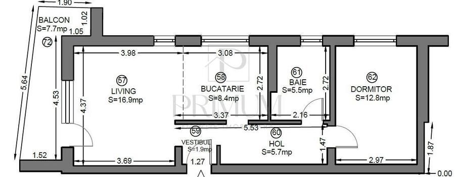 Apartament cu 2 camere decomandat, mobilat în Dumbrăvița