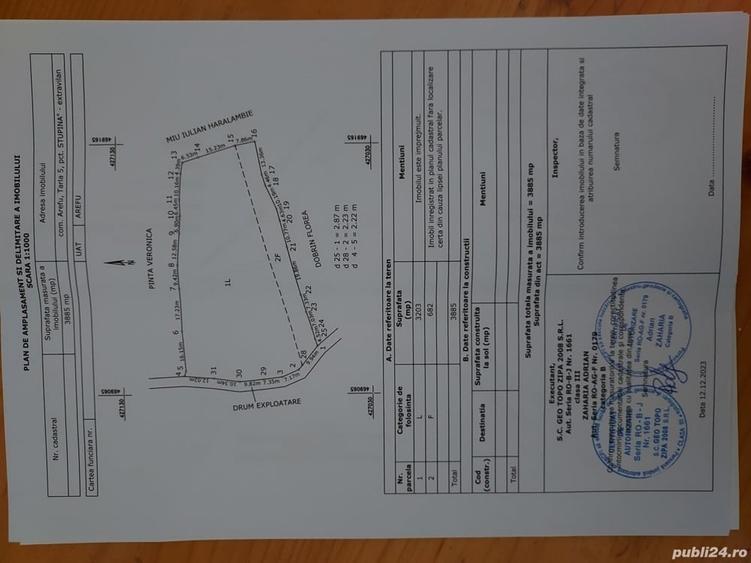 Teren de 3800 mp, în Arefu