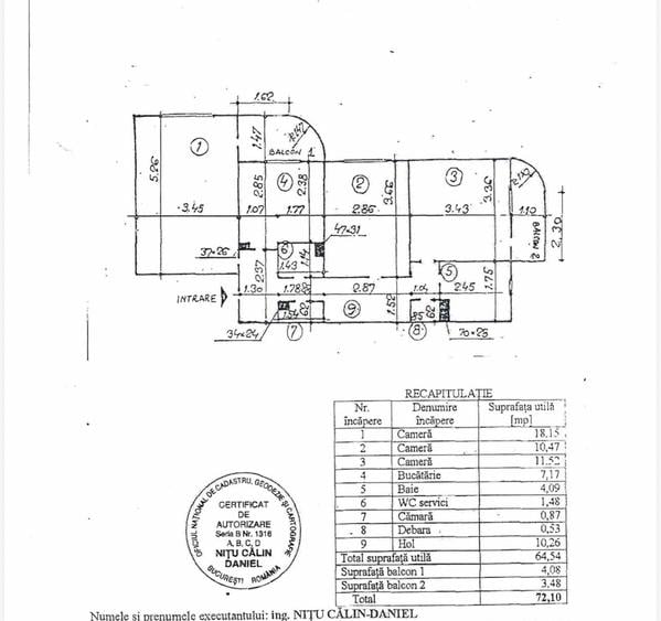 Apartament cu 3 camere decomandat în Militari
