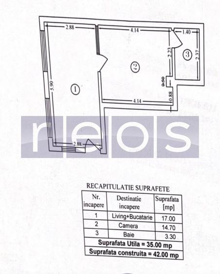 Apartament cu 2 camere, mobilat în Jiului