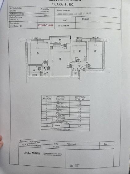 Apartament cu 3 camere semidecomandat în Nord