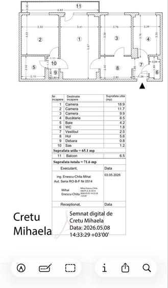 Apartament cu 3 camere semidecomandat în Dristor