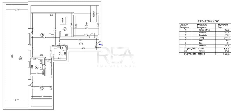 Apartament cu 3 camere semidecomandat în Iancului