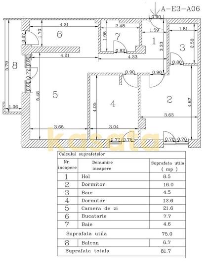 Apartament cu 3 camere decomandat în Aviației