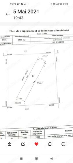 Teren de 1500 mp, în Exterior Vest