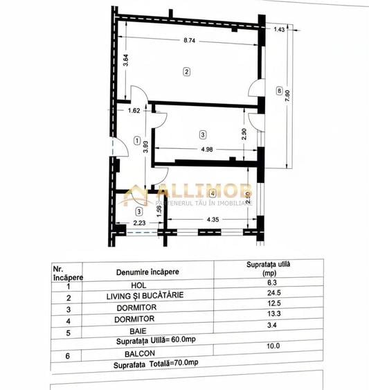 Apartament cu 3 camere, mobilat în Central