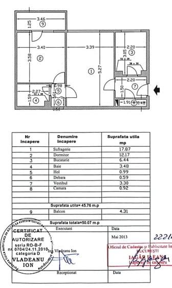 Apartament cu 2 camere semidecomandat în 1 Decembrie 1918