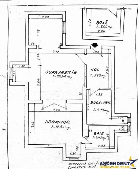 Apartament cu 2 camere nedecomandat în Central