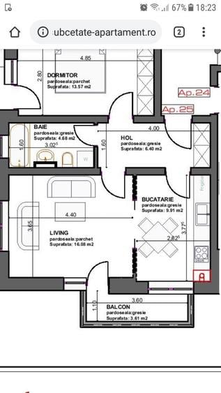 Apartament cu 2 camere decomandat în Central