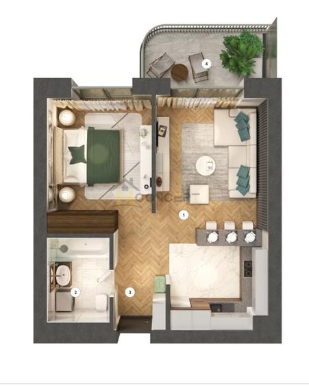Apartament cu 2 camere decomandat în Nord