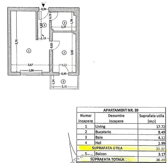 Garsonieră decomandată în P-ța Unirii