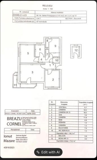Apartament cu 3 camere decomandat, mobilat în Floreasca