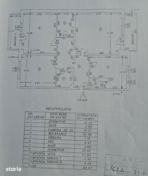Apartament cu 3 camere decomandat în Central
