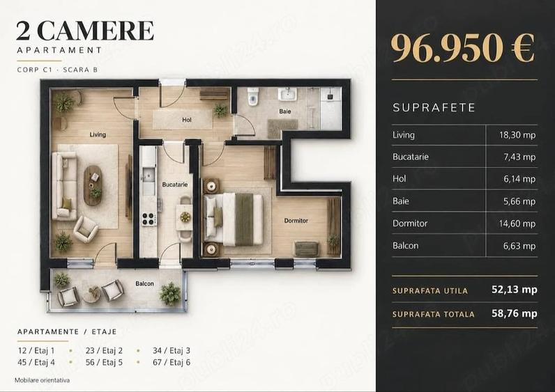 Apartament decomandat în Central
