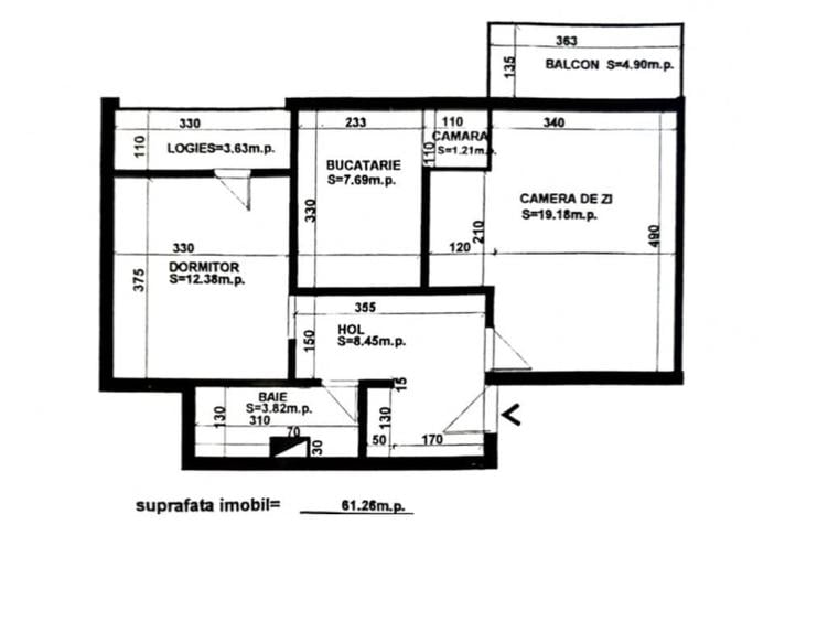 Apartament cu 2 camere decomandat în Central