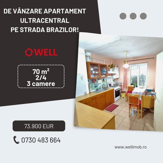 Apartament cu 3 camere în Ultracentral