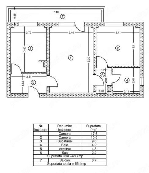 Apartament cu 2 camere semidecomandat în Militari