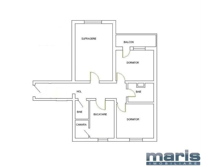 Apartament 3 camere Tudor etaj 3 cu 2 balcoane - 1