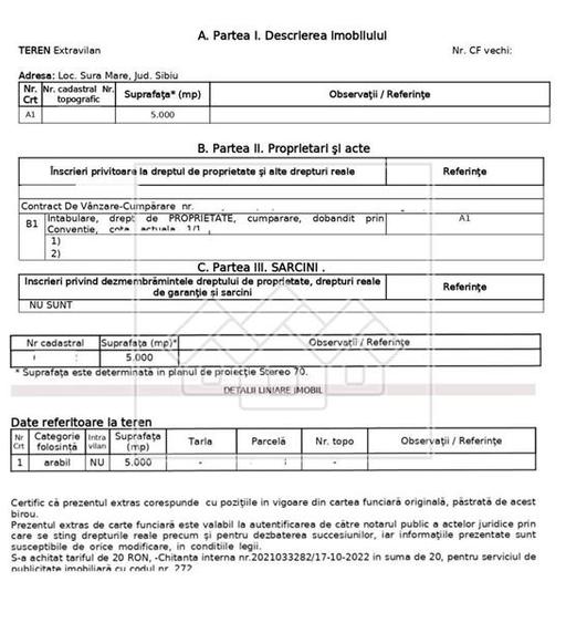 Teren agricol extravilan de 5000 mp, în Șura Mare