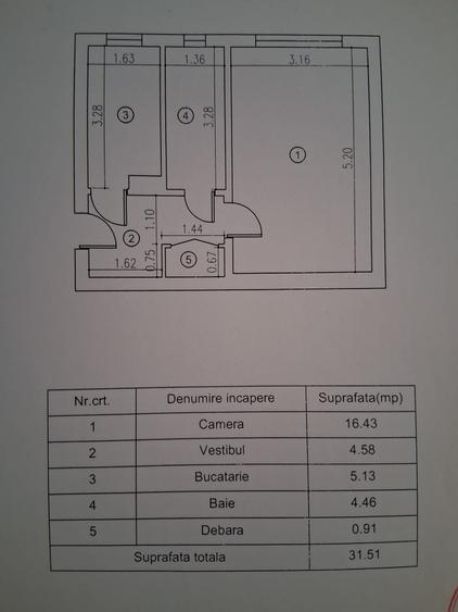Garsonieră decomandată în Brâncoveanu