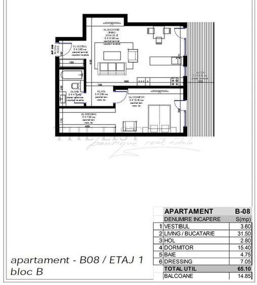 Apartament cu 2 camere decomandat în Pipera