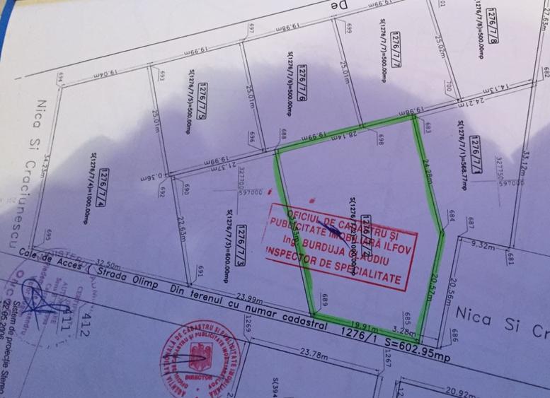 Teren Construcții intravilan de 1000 mp, în Central