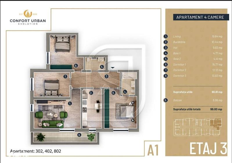 Apartament cu 4 camere în Alexandriei