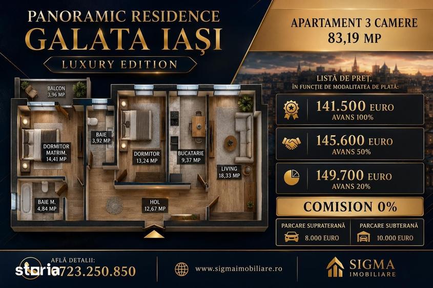 Apartament cu 3 camere decomandat în Galata