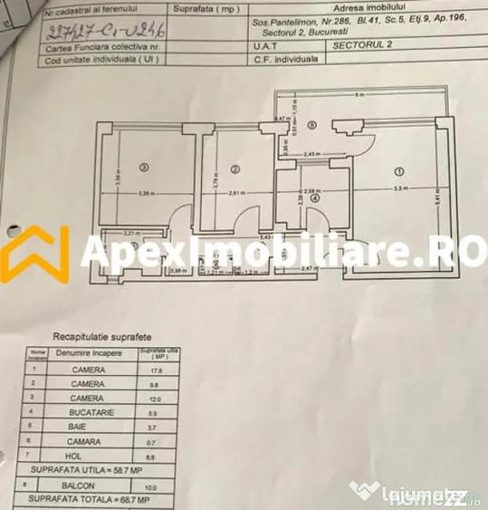 Apartament cu 3 camere decomandat, mobilat în Pantelimon
