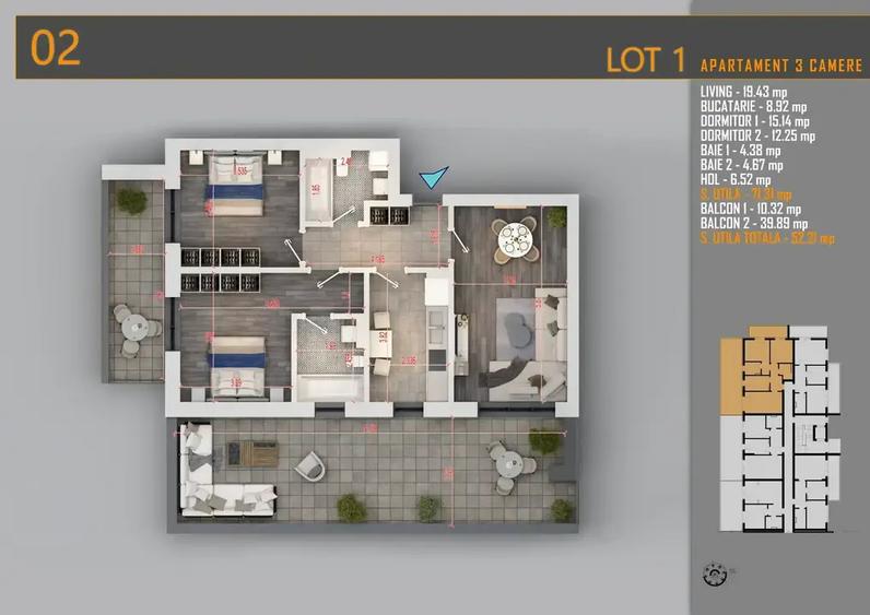 Apartament cu 3 camere decomandat în Theodor Pallady