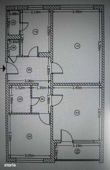 Apartament cu 3 camere decomandat, mobilat în Giurgiului