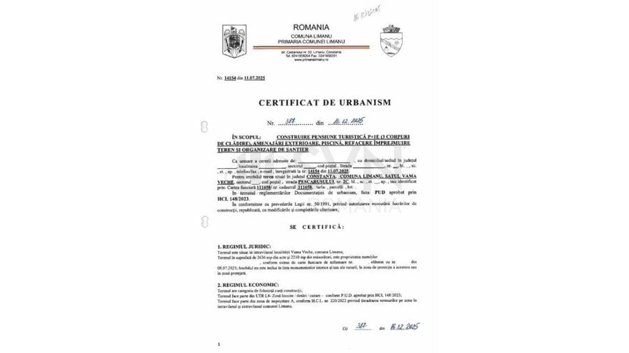 Teren Construcții intravilan de 2210 mp, în Vama Veche