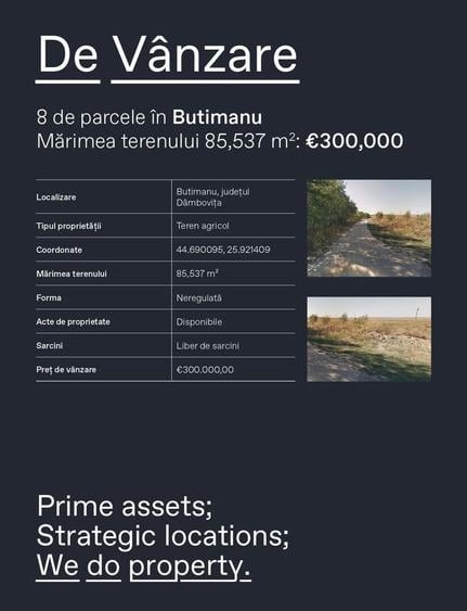 Teren agricol extravilan de 85537 mp, în Butimanu