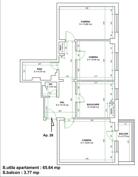 Apartament cu 3 camere decomandat în Griviței