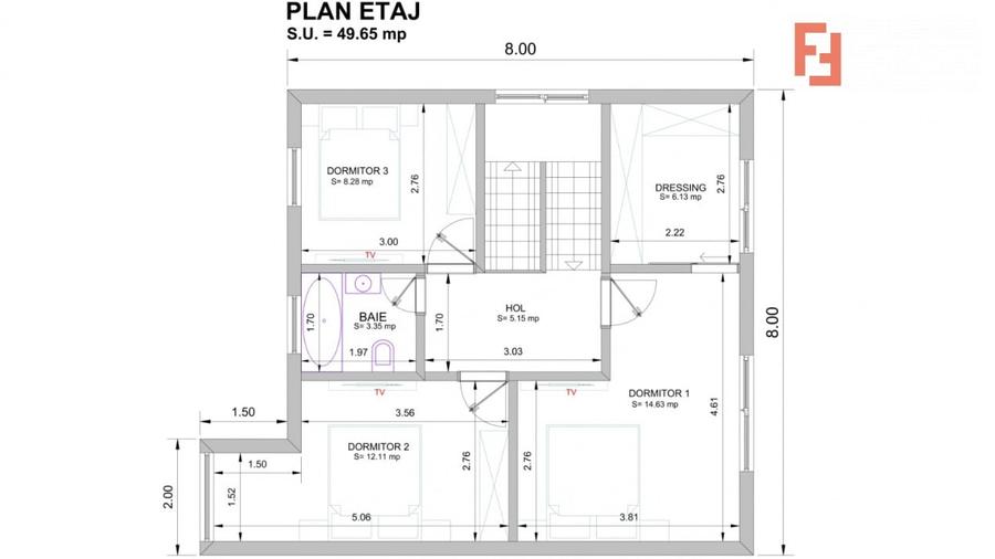 Duplex cu 4 camere cu Canalizare în Giarmata