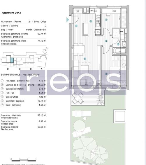 Apartament cu 3 camere în Străulești