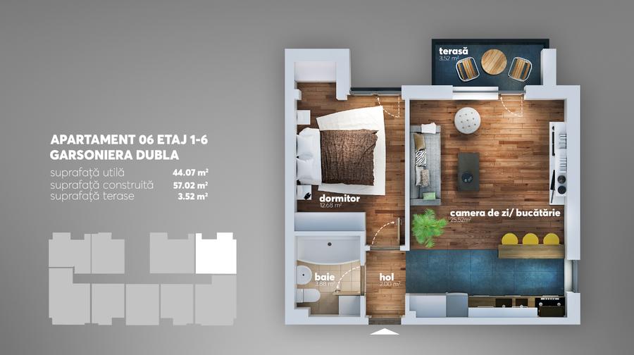 Apartament cu 2 camere decomandat în Apărătorii Patriei
